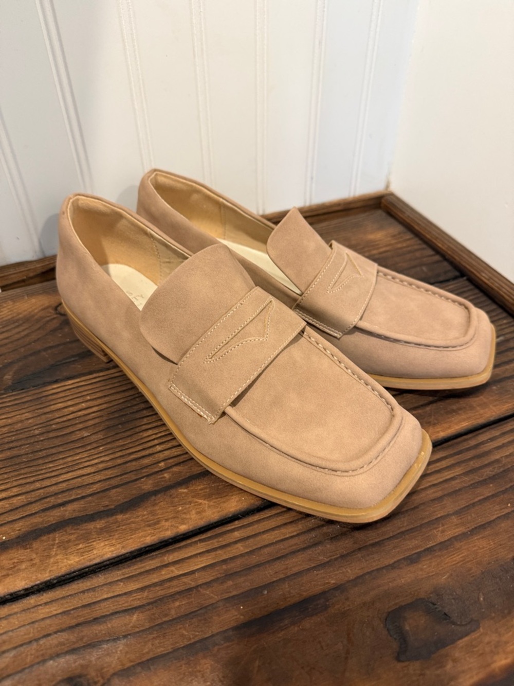 New Oasis Society Soft Tan Penny Loafers - Picture 4 of 8